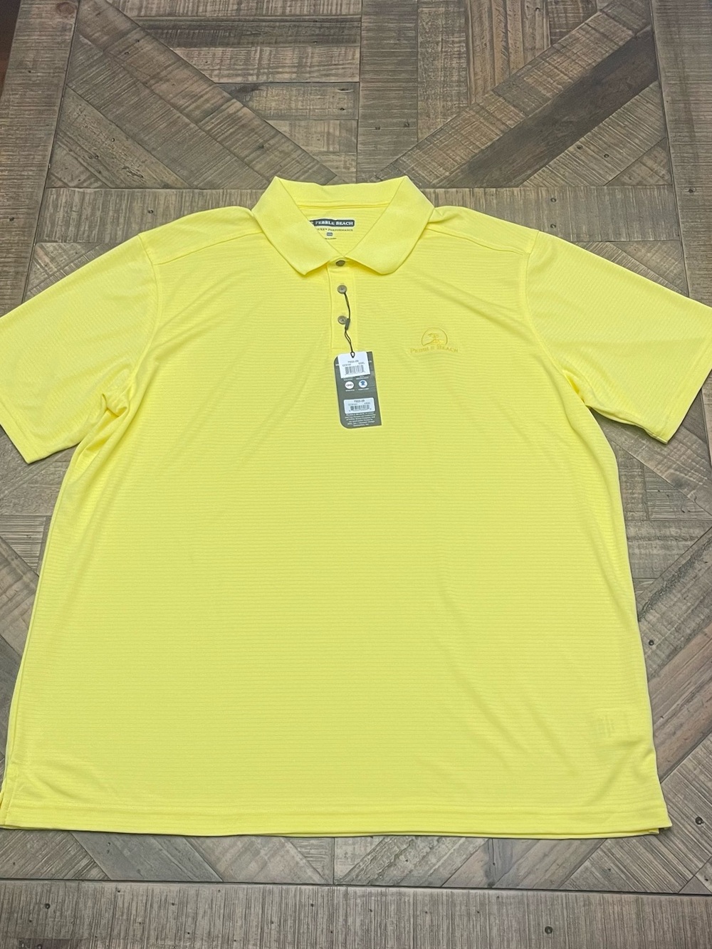 Pebble Beach Dry Luxe Performance Golf Polo Shirt in bright yellow